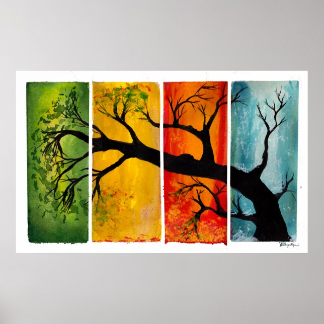 Seasons - Fine Art Poster from watercolor and ink (Front)