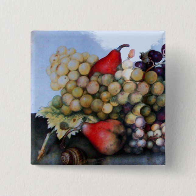 SEASON'S FRUITS 1 - GRAPES AND PEARS 15 CM SQUARE BADGE (Front)