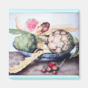 SEASON'S FRUITS 4- ARTICHOKES, ROSE & STRAWBERRIES MAGNET