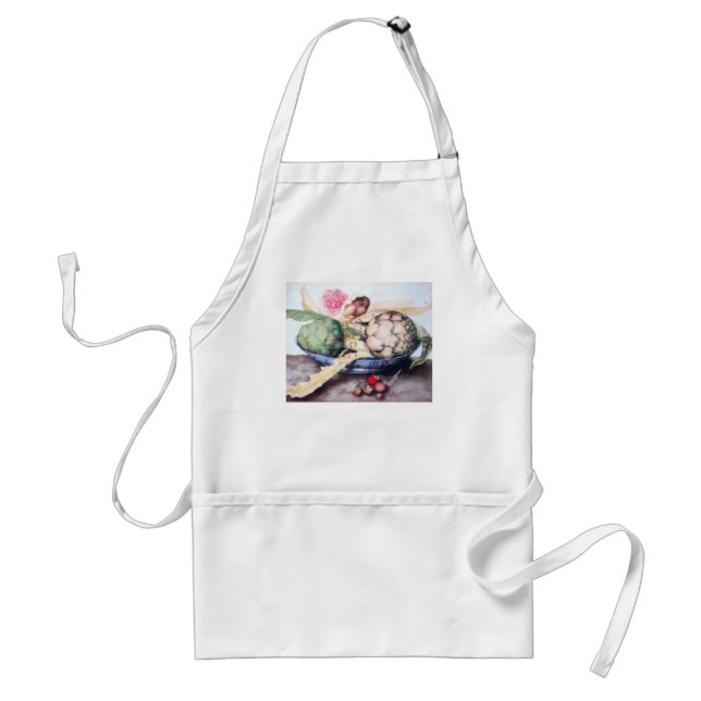 SEASON'S FRUITS 4- ARTICHOKES, ROSE & STRAWBERRIES STANDARD APRON (Front)