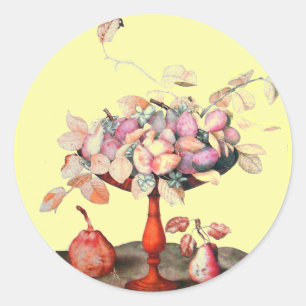 SEASON'S FRUITS 5/ JASMINES,FLOWERS AND PRUNES CLASSIC ROUND STICKER
