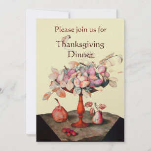 SEASON'S FRUITS 5 Thanksgiving Dinner Party Gold Invitation