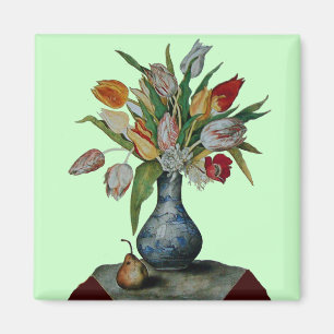 SEASON'S FRUITS AND FLOWERS - TULIPS IN BLUE VASE MAGNET