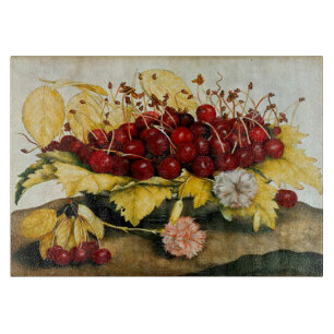 SEASON'S FRUITS / CHERRIES AND CARNATIONS  CUTTING BOARD