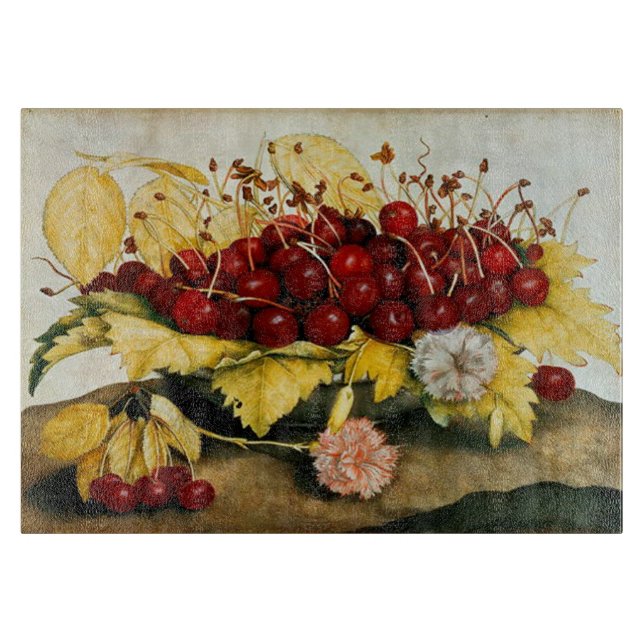 SEASON'S FRUITS / CHERRIES AND CARNATIONS  CUTTING BOARD (Front)