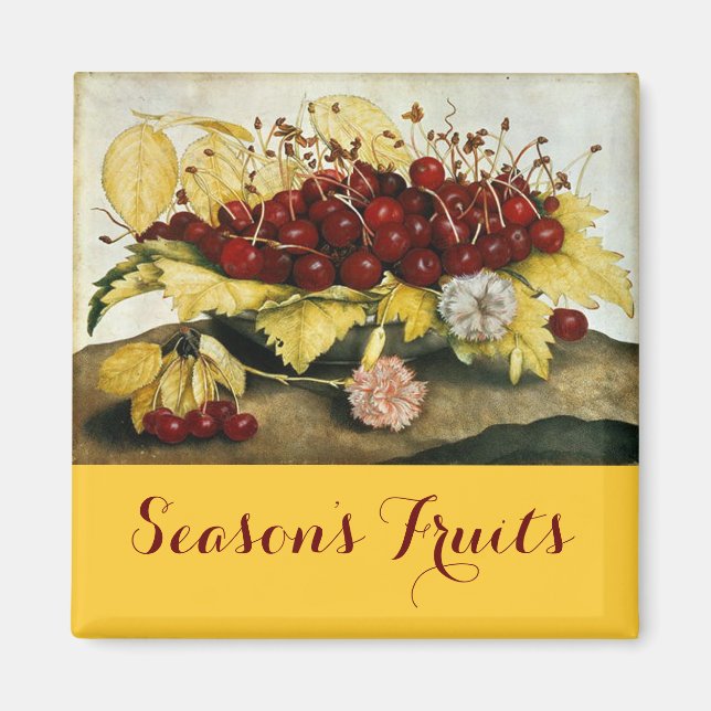 SEASON'S FRUITS / CHERRIES AND CARNATIONS MAGNET (Front)