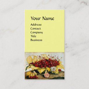 SEASON'S FRUITS /CHERRIES AND CARNATIONS, Monogram Business Card