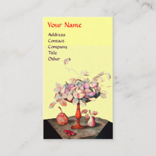 SEASON'S FRUITS ,FLOWERS,LEAVES MONOGRAM Yello Business Card