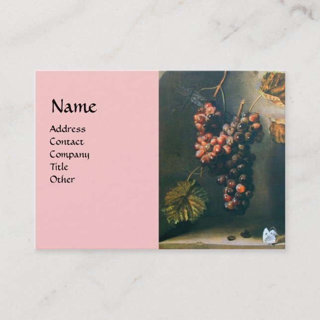 SEASON'S FRUITS,Hanged Red Grapes,Butterfly,Rustic Business Card (Front)