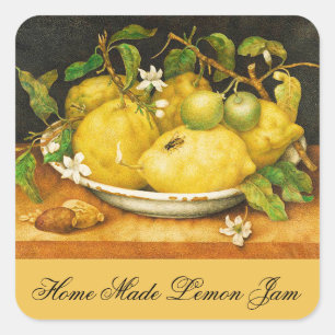 SEASON'S FRUITS LEMON JAM , PRESERVE ,CANNING JAR SQUARE STICKER