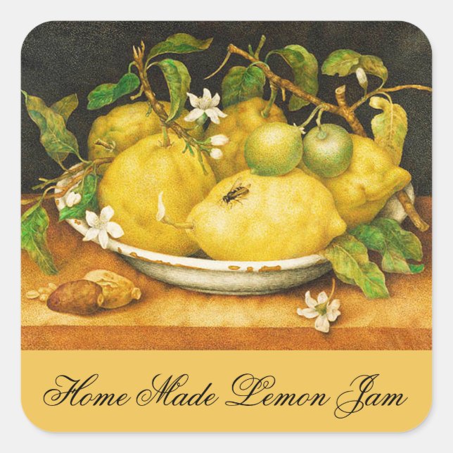 SEASON'S FRUITS LEMON JAM , PRESERVE ,CANNING JAR SQUARE STICKER (Front)