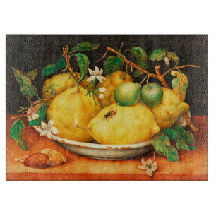SEASON'S FRUITS LEMONS AND WHITE FLOWERS CUTTING BOARD