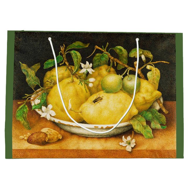 SEASON'S FRUITS LEMONS AND WHITE FLOWERS LARGE GIFT BAG (Back)