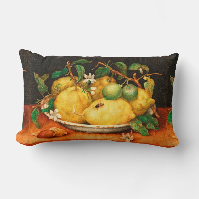 SEASON'S FRUITS LEMONS AND WHITE FLOWERS   LUMBAR CUSHION (Front)
