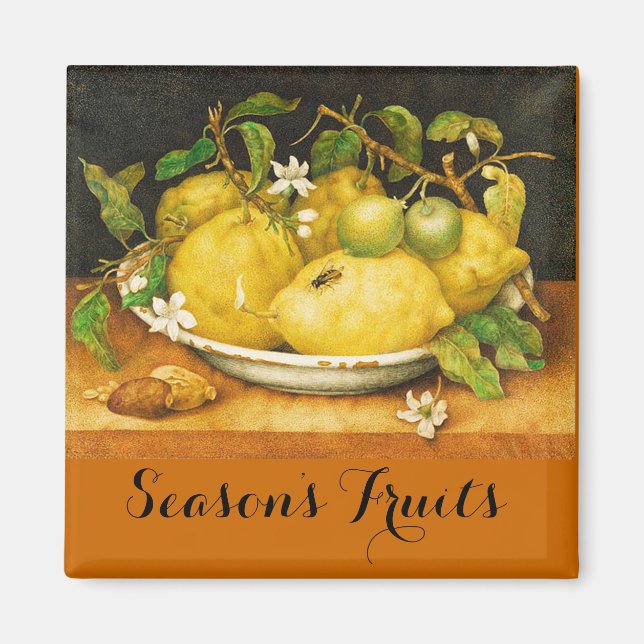 SEASON'S FRUITS LEMONS AND WHITE FLOWERS MAGNET (Front)