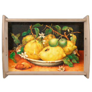 SEASON'S FRUITS LEMONS AND WHITE FLOWERS SERVING T SERVING TRAY