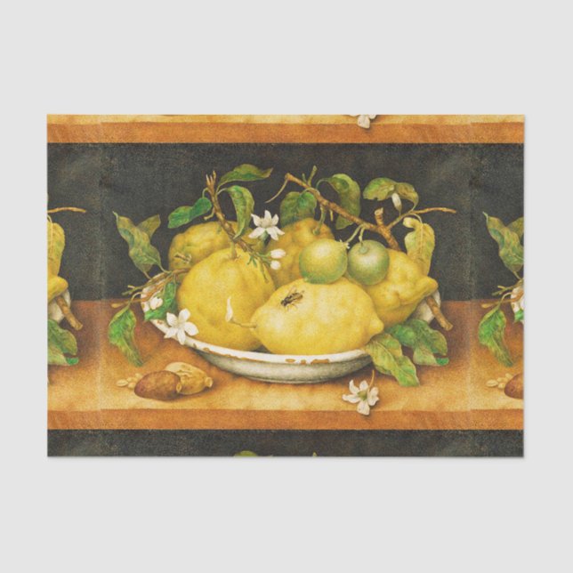 SEASON'S FRUITS LEMONS AND WHITE FLOWERS TISSUE PAPER (Front)