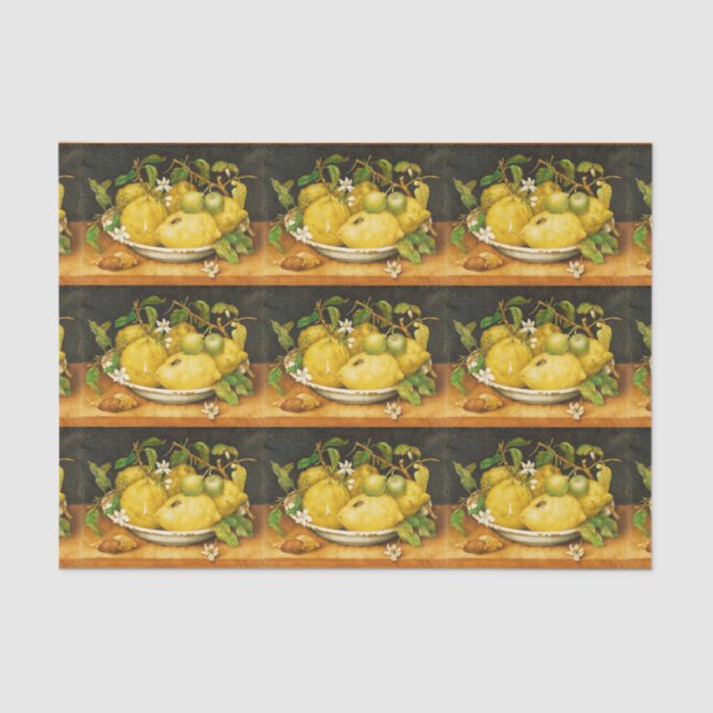 SEASON'S FRUITS LEMONS AND WHITE FLOWERS TISSUE PAPER (Front)