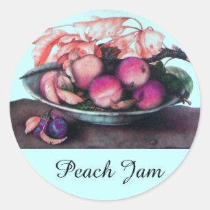 SEASON'S FRUITS / PEACH Preserve Canning Jar Classic Round Sticker