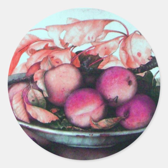 SEASON'S FRUITS /PEACHES AND PRUNES CLASSIC ROUND STICKER (Front)