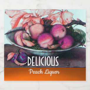 SEASON'S FRUITS / PEACHES Peach Liqueur Liquor Bottle Label