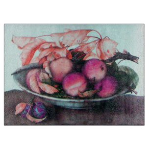 SEASON'S FRUITS ,PEACHES ,PRUNES  PLATE Still Life Cutting Board