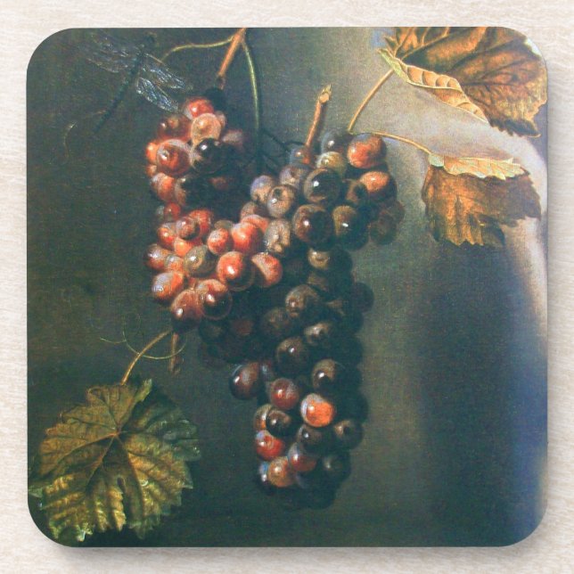 SEASON'S FRUITS,PROSPERITY HANGED GRAPES, Rustic Coaster (Front)