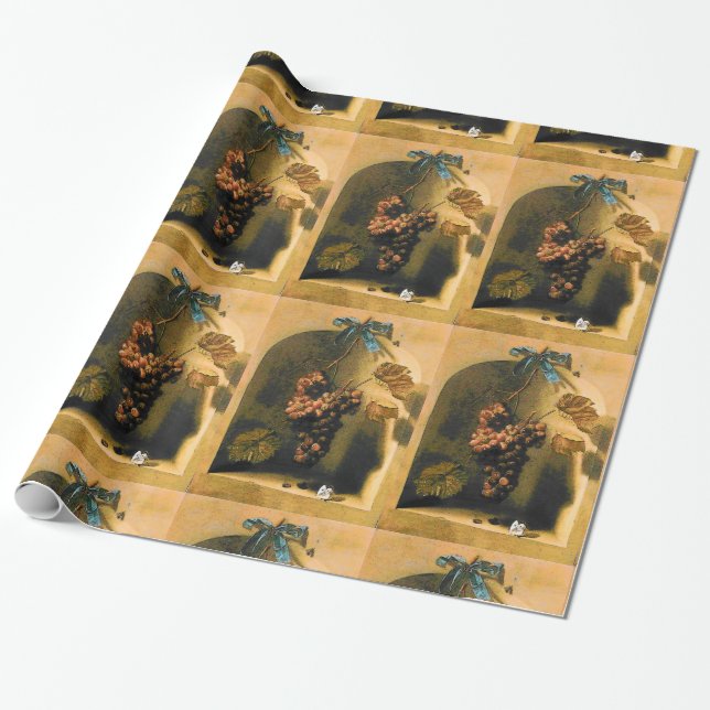 SEASON'S FRUITS -PROSPERITY HANGED GRAPES Rustic Wrapping Paper (Unrolled)