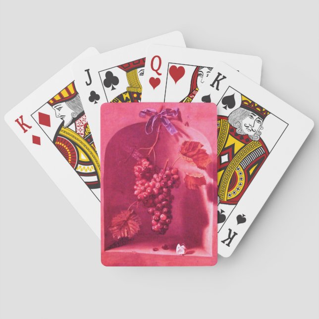 SEASON'S FRUITS PROSPERITY pink fuchsia red Playing Cards (Back)