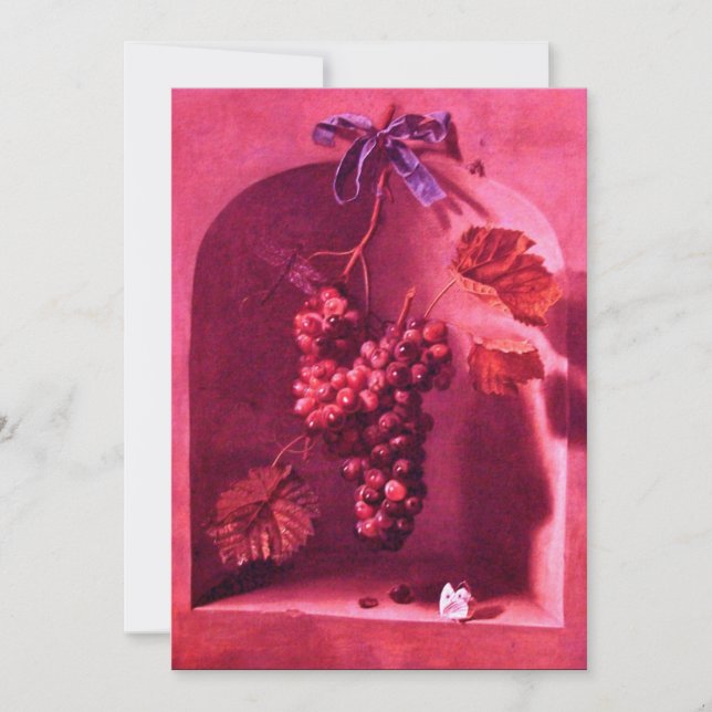 SEASON'S FRUITS - PROSPERITY ,pink red brown Invitation (Front)