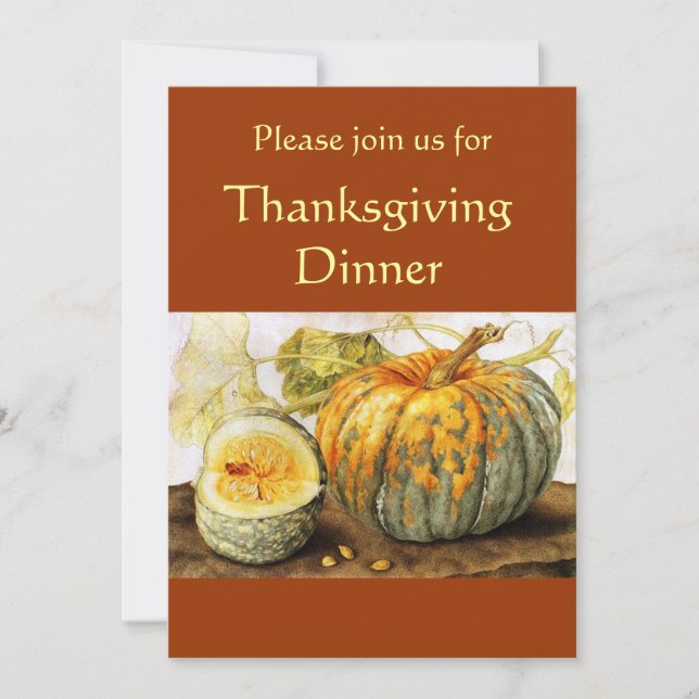 SEASONS FRUITS / PUMPKINS Thanksgiving Dinner Invitation (Front)