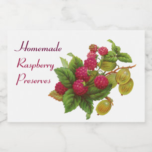 SEASON'S FRUITS / RASPBERRIES .Preserves White Food Label