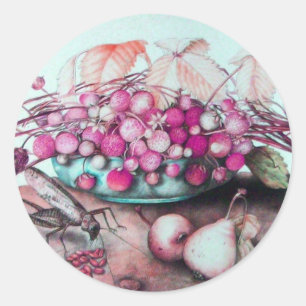 SEASON'S FRUITS/ STRAWBERRIES AND PEARS CLASSIC ROUND STICKER