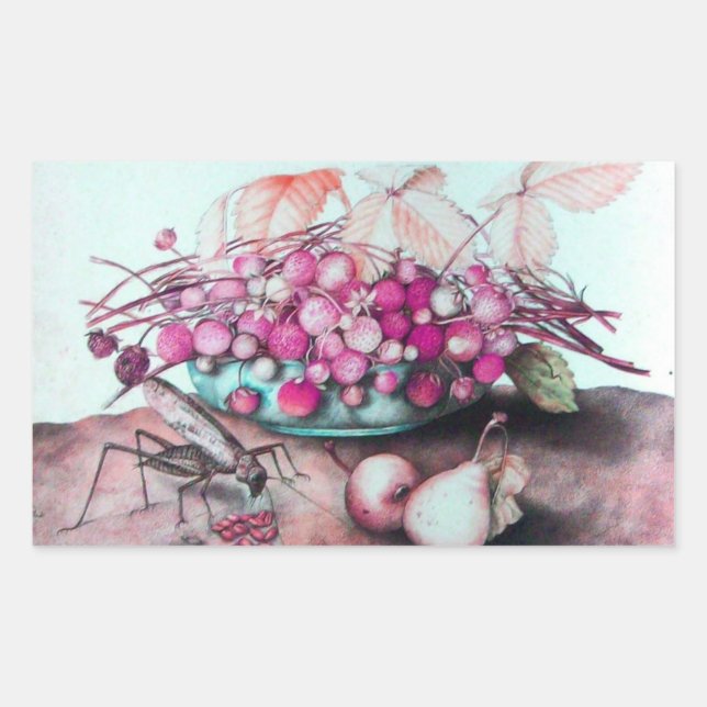 SEASON'S FRUITS / STRAWBERRIES AND PEARS RECTANGULAR STICKER (Front)