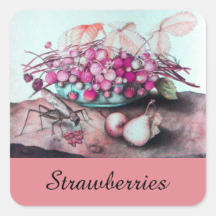 SEASON'S FRUITS / STRAWBERRIES AND PEARS SQUARE STICKER
