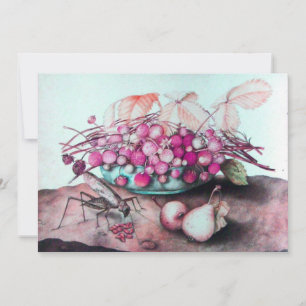 SEASON'S FRUITS / STRAWBERRIES,PEARS Fuchsia pink Announcement