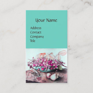SEASON'S FRUITS /STRAWBERRIES,PEARS Pink Teal Blue Business Card
