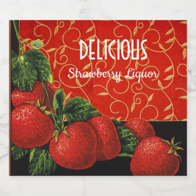 SEASON'S FRUITS, STRAWBERRIES Strawberry Liqueur Liquor Bottle Label (Single Label)