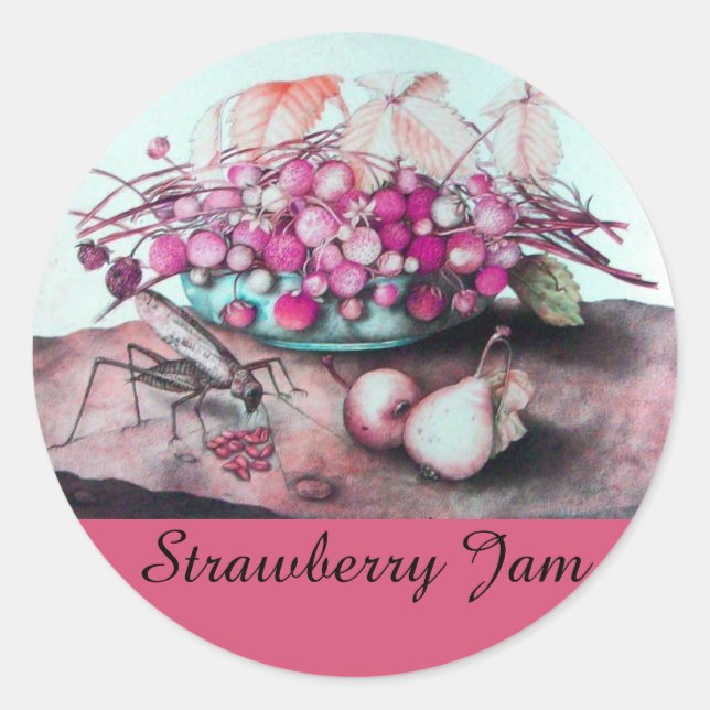 SEASON'S FRUITS ,STRAWBERRY Preserve,Jam, Canning Classic Round Sticker (Front)