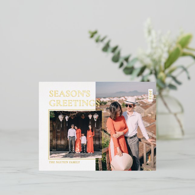 Seasons Greeting Custom Photo Foil Holiday (Standing Front)