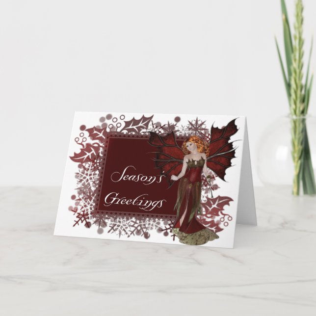 Season's Greeting Dark Fairy Fantasy Greeting Card (Front)