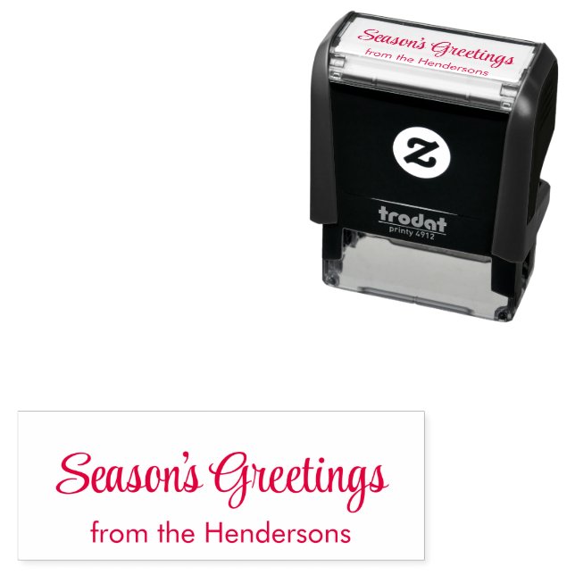 Season's Greeting from the Couple's Name Template Self-inking Stamp (In Situ)