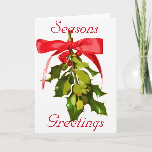 Seasons Greeting mistletoe design Holiday Card (Front)