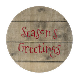 Season's Greeting Rustic Christmas Cutting Board