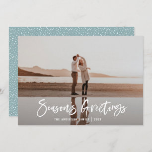 seasons greeting script modern 1 photo Christmas Holiday Card