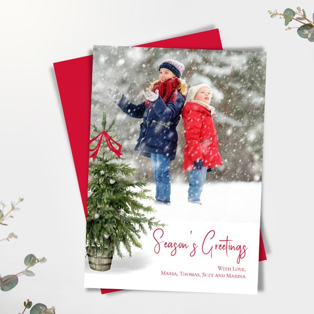 Season's Greeting Watercolor Christmas Tree Holiday Card (Season's Greetings with watercolor Christmas tree. )