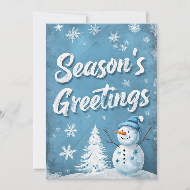 Season's Greeting With Snowman Holiday Card (Front)