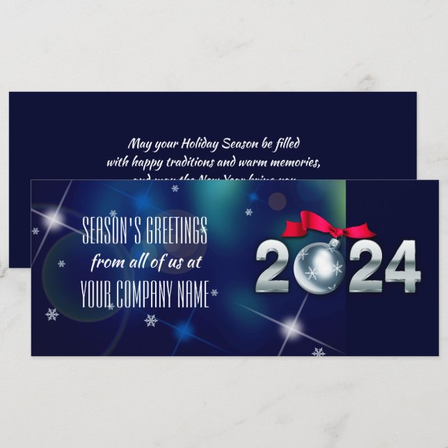 Season's Greetings 2024. Business Corporate  Holiday Card (Front/Back)
