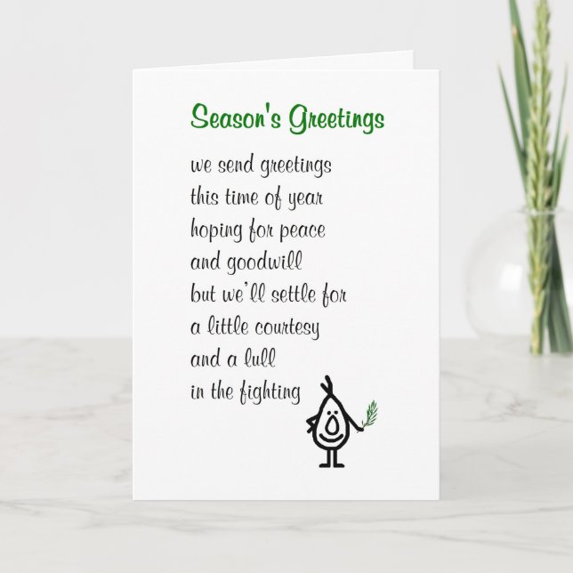 Season's Greetings - a funny Christmas poem Holiday Card (Front)