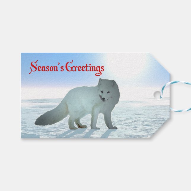 Season's Greetings - Arctic Fox Gift Tags (Front (Horizontal))